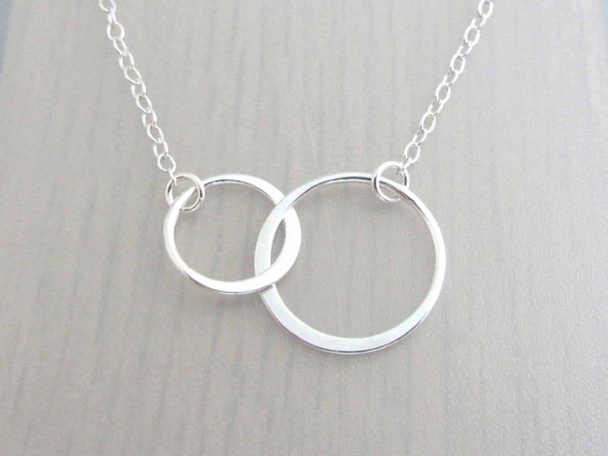 Sterling Silver Two Linked Circle Infinity Ring Necklace – Purple Wyvern  Jewels