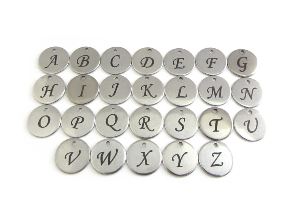 Stainless Steel Letter Charms Alphabet Full Set, Initial Charms